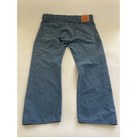 Levis 501 Jeans Mens 42x30 Button Fly Unique Blue Denim Color Workwear - Picture 8 of 10